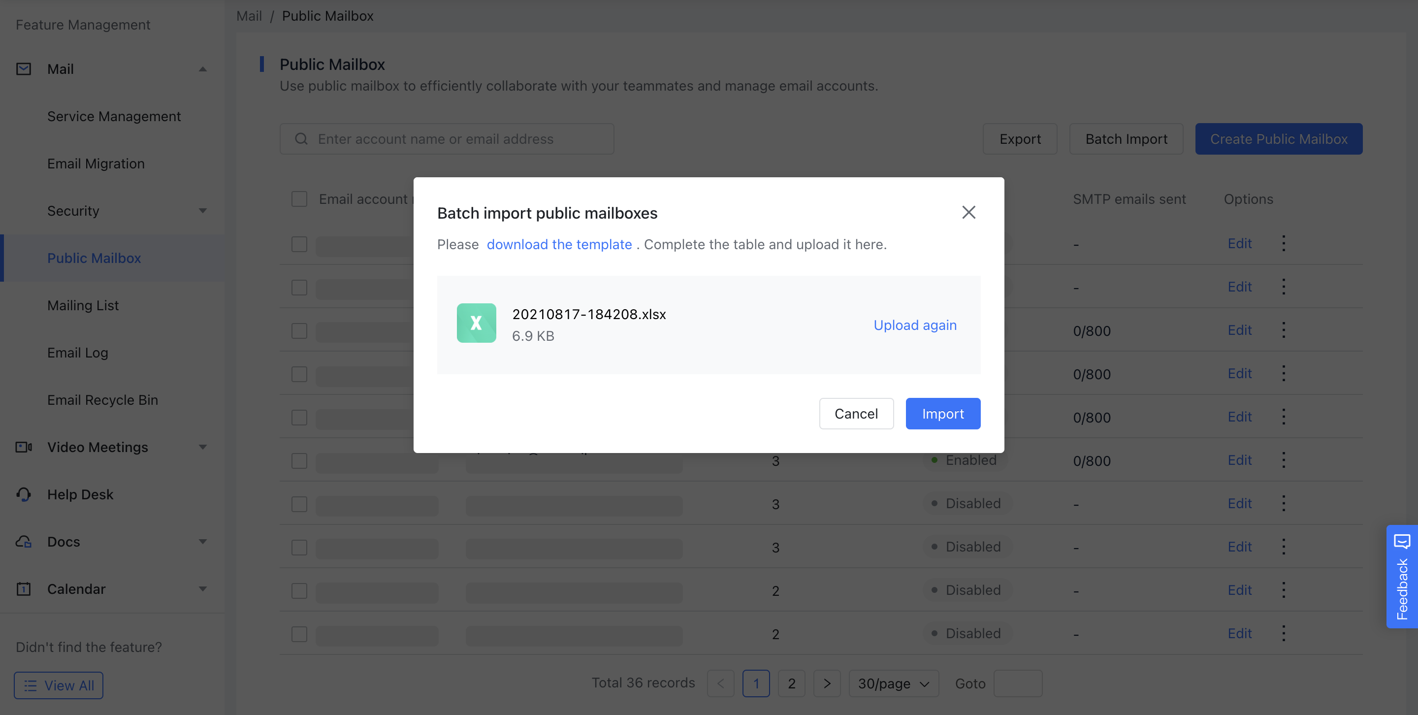 Email Batch import and export public mailboxes