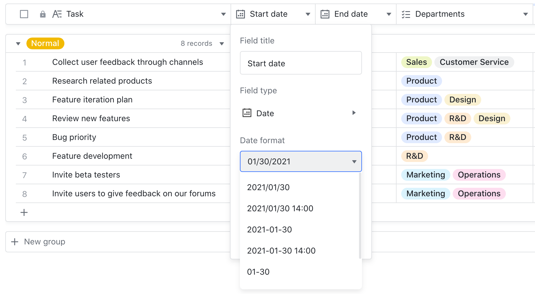 Docs Use Date field in Bitable