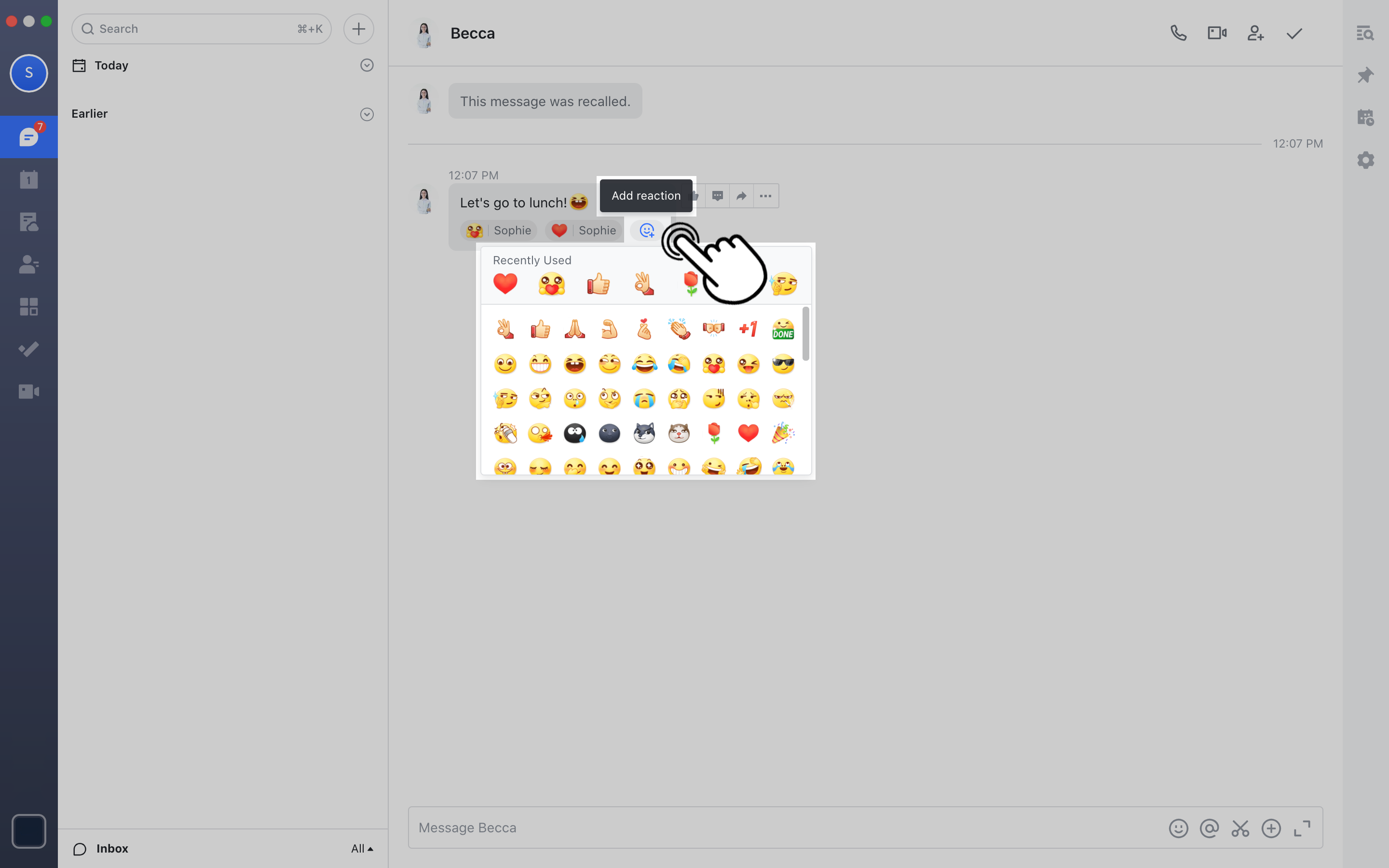 Messenger  Send an emoji reaction