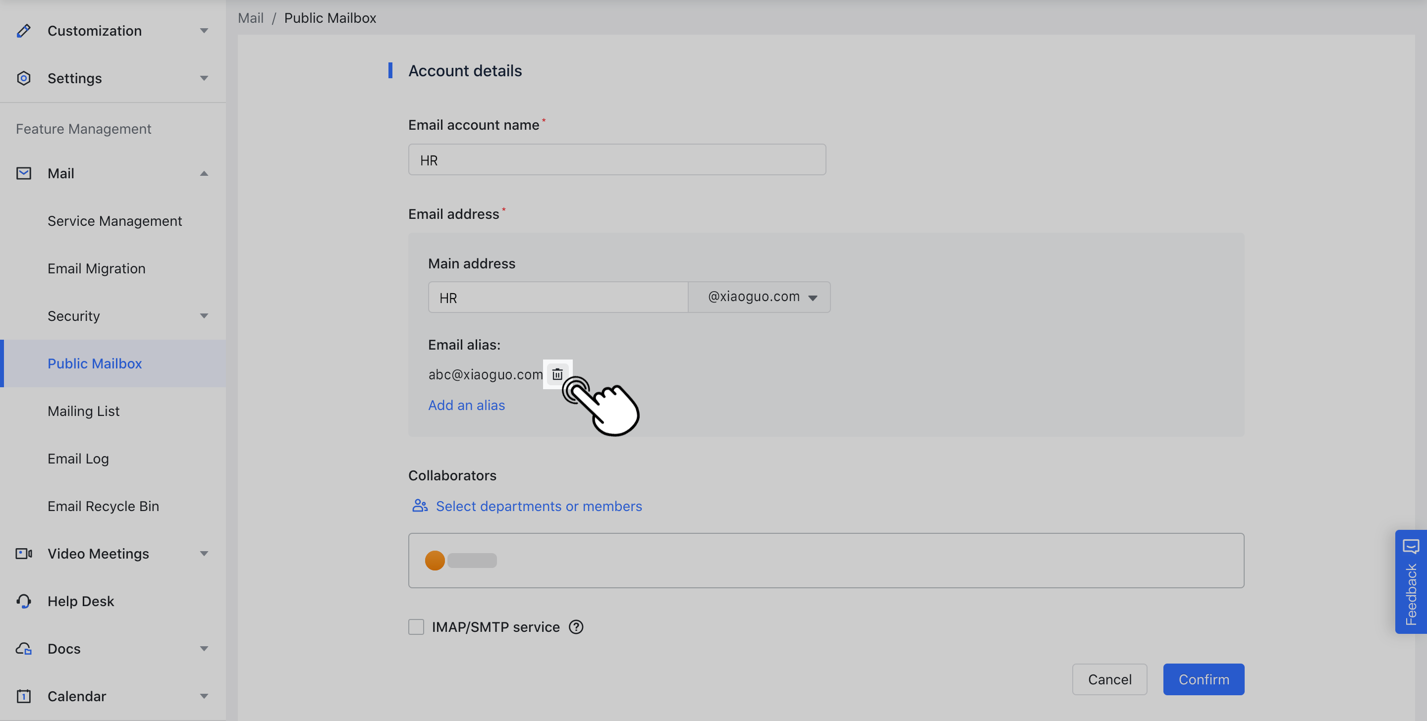 Email Create aliases for public mailboxes and ma